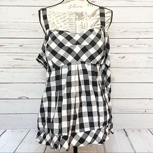 Cato Plus Size Black & White Checkered Tank Top